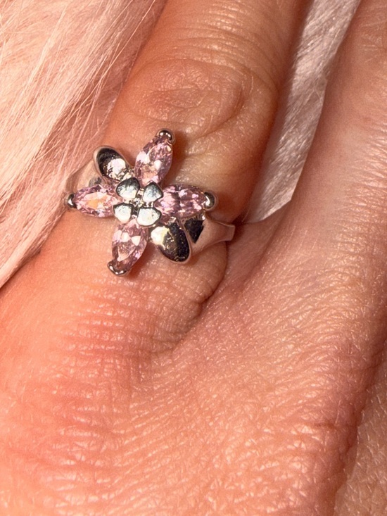 Vintage sterling silver￼ Jewelry - Vintage 925 Sterling Silver Pink Marquise Flower Ring - Size 6.5